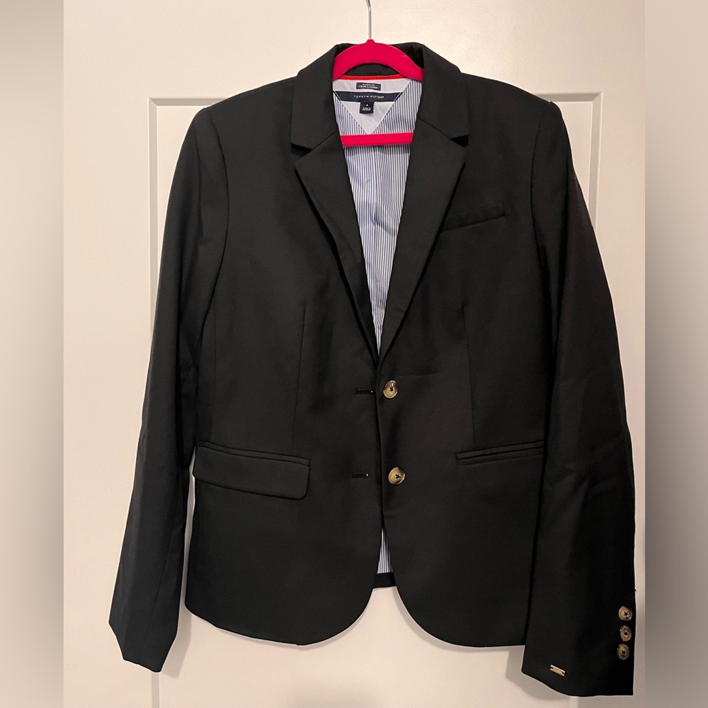 Tommy Hilfiger black womens single breast blazer Size 4